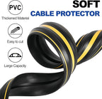 20Ft Cord Covers for Wires on Floor, 3-Channel Heavy Duty Floor Cord Cover with Anti-Slip Base & Yellow Warning Strips, Ideal for Home, Office, Outdoor Use(10Ft X 2 Rolls)