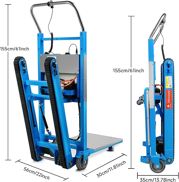 1250W Electric Stair Climbing Dolly - 900lbs Capacity, 3-Mode Folding Hand Truck W/Telescopic Handle, Non-Slip Wheels for Moving Furniture, Appliances (Blue)
