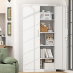 Metal Garage Storage Cabinet,72" Locking Tool Cabinet with Doors and 4 Shelves,Tall Metal Cabinets with Garage Storage Systems for Home Office,School,White