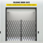 VEVOR Double Folding Security Gate, 61" H x 122" W Folding Door Gate, Steel Accordion Security Gate, Flexible Expanding Security Gate, 360° Rolling Barricade Gate, Scissor Gate or Door with Keys