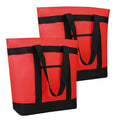 2Pk Insulated Reusable Tote Bag for Grocery Shopping for Women, Pizza/Food Delivery Bag to Keep Food Cold/Hot for Professional Catering, Cooler bags for Travel/Beach/Picnic, Red