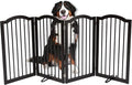 INTERNET'S BEST Dog Gate with Support Feet, Indoor Freestanding Pet Barrier, Folding Wood Cat or Dog Fence, Extra Wide Doorway Puppy Gates, 4 Panel - 36", Espresso