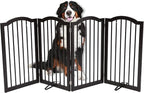 INTERNET'S BEST Dog Gate with Support Feet, Indoor Freestanding Pet Barrier, Folding Wood Cat or Dog Fence, Extra Wide Doorway Puppy Gates, 4 Panel - 36", Espresso
