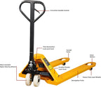 Ezmhbro Standard Duty Pallet Jack with 27" W x 48" L Forks, 5500 lb. Capacity, Leak-Proof Pump, Nylon Wheels, Compatible with Small Warehouse and Freight Workshop