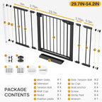 Cumbor 29.7-54.2" Wide Baby Gate for Stairs, Mom's Choice Awards Winner-Self Closing Dog Gate Indoor for Doorways, No Drilling Pressure Mounted Pet Gates for Kids, Easy Walk Through Safety Gate, Black