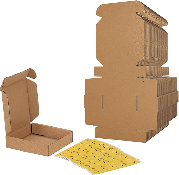 RLAVBL 4x4x1 Small Shipping Boxes Set of 50, Brown Corrugated Cardboard Box for Packing, Mailing, Business