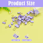 BAYTORY 40Pcs Purple Binder Clips, Binder Clips Assorted Sizes, Medium Small Binder Paper Clamps Combination, with Clear Storage Container, for School Teachers Office Supplies (Purple)