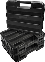 Double Side Tool Box Organizer, Hardware Storage Box, Portable Small Parts Organizer with Removable Plastic Dividers for Screws, Nuts, Nails, Bolts (Black)