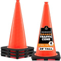 Xpose Safety 28 Inch Orange Traffic Cones, 4-Pack - Multipurpose PVC Plastic Safety Cone for Parking, Soccer, Caution, Kids and Construction - DOT Approved