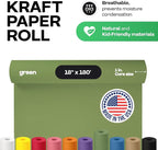 Green Kraft Paper Roll 18" x 2160" (180 feet) - USA-Made Craft Paper for School, Gift Wrapping, Moving & Packing - High-Density Kraft Material for Art by IDL Packaging