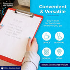Plastic Clipboards (Set of 6) Multi Pack Clipboard (Red) Strong 12.5 x 9 Inch | Holds 100 Sheets! Acrylic Clipboards with Low Profile Clip | Cute Aesthetic College School Supplies for Girls and Boys