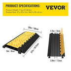 VEVOR 3-Channel Rubber Cable Protector Ramps Heavy Duty 44000Lbs Load Capacity Cable Wire Floor Cord Cover Ramp Speed Bump Driveway Hose Cable Ramp Protective Cover