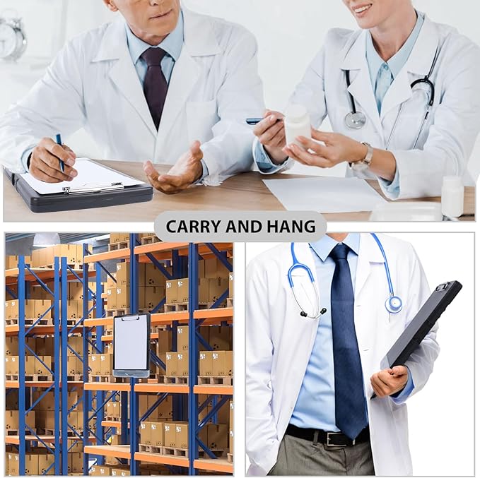 5 PCS Clipboard with Storage High Capacity Plastic Clipboard with Pen Holder Heavy Duty Nursing Clipboards Folder Side Opening Smooth Writing Clipboards with Low Profile Clip for for School & Office