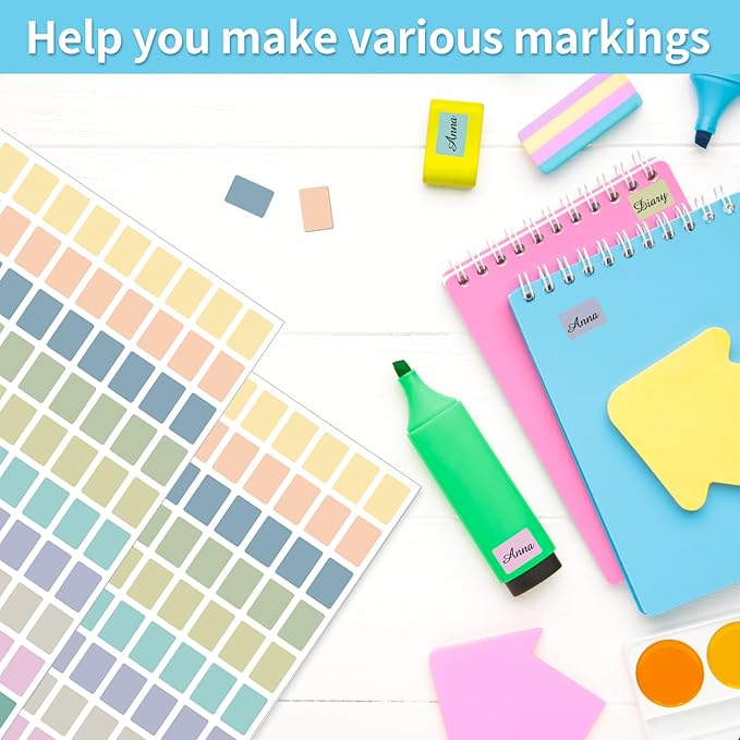 Starboling Color Coding Labels,3000 PCS 1/2" x 3/4" Morandi Rectangular Colored Labels Stickers,for Garage Sale,Price Tags,File Folder Tabs,and Classroom Organization