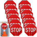 Geetery 12 Pcs Stop Signs Traffic Signs 12 x 12 Inches, Street Road Traffic Cone Top Warning Double Sided for Barricade Outdoor Weather Fade Resistant, Wear Resistant