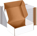 9x6x3 inch Small Shipping Boxes Set of 25, White Corrugated Cardboard Box Literature Mailer for Mailing Packing Moving and Storage