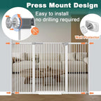 Fairy Baby 40.5" Extra Tall Baby Gates for Doorways, 54.8"-60.2" Extra Wide Dog Pet Gate for House, Metal Pressure Mounted Walk Through Baby Gate, No Drill Safety First Child Gate for Doorways, White