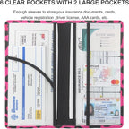 Premium Car Registration & Insurance Card Holder with Magnetic Shut, Vehicle Glove Box Car Organizer - For Documents, Cards, License (Leopard B)