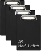 Small Clipboards 6" X 9" Mini Clipboards 4-Pack Portable Clipboards A5 Size Half Letter Clipboard Menu Pads Receipt Clips for School Office Restaurant Cafe Hotel (Black)