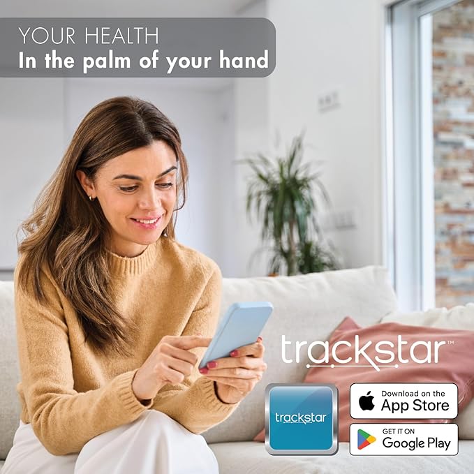 Trackstar Smart Digital Weight Scale | 440 lb Weight Capacity | Trackstar Monitoring App | Bluetooth iOS & Android Compatible | Measure, Track, and Share Results