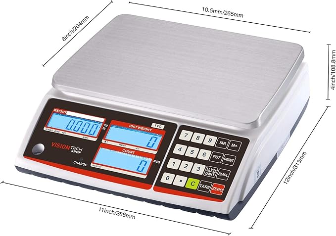 VisionTechShop TVC-60 Counting Scale for Parts and Coins, Lb/Kg Switchable, 60lb Capacity, 0.002lb Readability