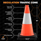 Xpose Safety 18 Inch Orange Traffic Cones with 6" Collar - 1 Pack Multipurpose PVC Plastic Safety Cone for Parking, Soccer, Caution, Kids and Construction - DOT Approved
