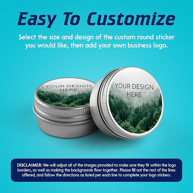 100 Custom Vinyl Stickers - Upload Your own Image, Text, Design, Logo - Personalized Logo Labels for Handmade, Packaging, Bottle, Jars, Candle, Brand Stickers (Foggy Valley, 1.5x1.5)