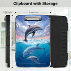 Clipboard with Storage,Office Supplies Nursing Clipboards Folder with Pen Holder Plastic Storage ClipBoard Foldable for Teacher Nurse,Cute Dolphin
