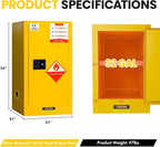 Flammable Storage Cabinet 34"x34"x65", 90 Gallon Chemical Safety Cabinet with Adjustable Shelf, Thickened Galvanized Steel Fireproof Cabinet for Flammable Liquids (21"x21"x35")