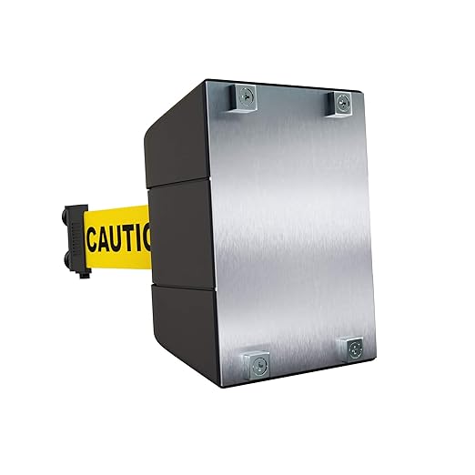 Crowd Control Warehouse - CCW Series WMB-220 Magnetic Wall Mount Retractable Belt Barrier - 15 Foot, Caution Do Not Enter Belt with Black ABS Case, Crowd Control Barriers