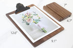 Solid Hardwood Walnut Clipboard with Stand,Wooden Menu Holder for Restaurant,Tabletop Display Stands,Bar Countertop Receipt Holder,Standing Clip Boards 8.5x11 with High Capacity Metal Clip
