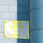 Aluminum Weatherproof Metal Sign Multiple Sizes Custom Personalized Text Here White Yellow Caution Horizontal Street Signs 10x7Inches