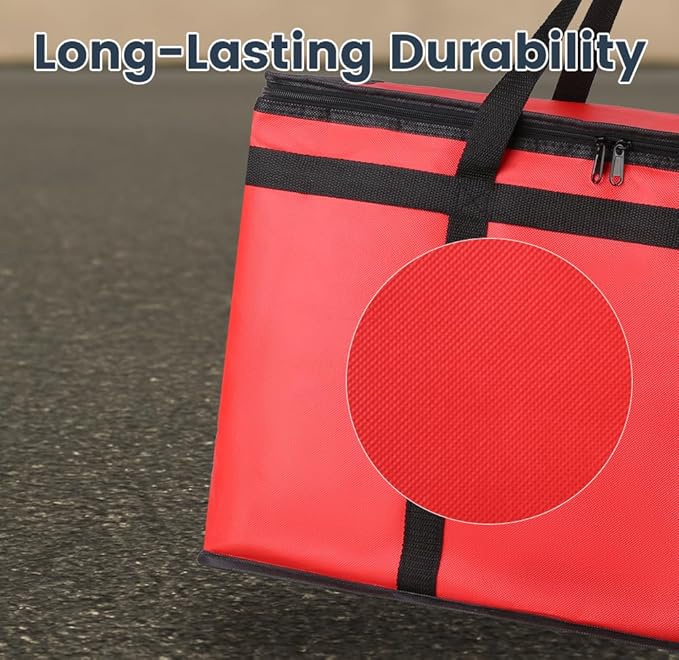 Cooler Insulated Food Delivery Bag & Drink Carrier with Hard Bottom, XXX-Large Grocery Catering Travel Thermal Frozen Carrier, Pizza Bags for Doordash/Uber Eats, Cold Warmer Accessories for Door Dash