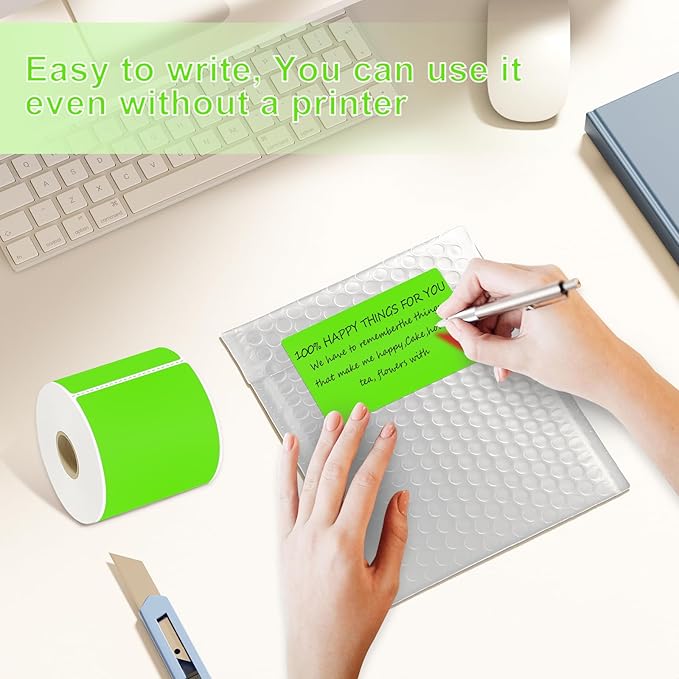 3 X 5 Inch Rectangle Sticker Moving Labels for Boxes, 300PCS Waterproof Removable Labels Stickers to Write on for Bar-Codes, Address, Small Business Labeling, Inventory, Light Green