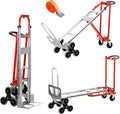 3-in-1 Industrial Convertible Hand Truck Dolly,1000 lbs Capacity Aluminum Hand Truck for Stairs,Hand Trucks Heavy Duty Dolly Cart with Stair Climbing Wheels for Moving,Transport(Red)