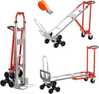 3-in-1 Industrial Convertible Hand Truck Dolly,1000 lbs Capacity Aluminum Hand Truck for Stairs,Hand Trucks Heavy Duty Dolly Cart with Stair Climbing Wheels for Moving,Transport(Red)