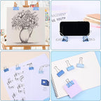 Temiary Aesthetic Binder Clips, 40 Pcs 0.75 Inches Small Metal Binder Clip with Clear Storage Container, Binding Paperwork Clamps for School Teachers Office Supplies (Blue)