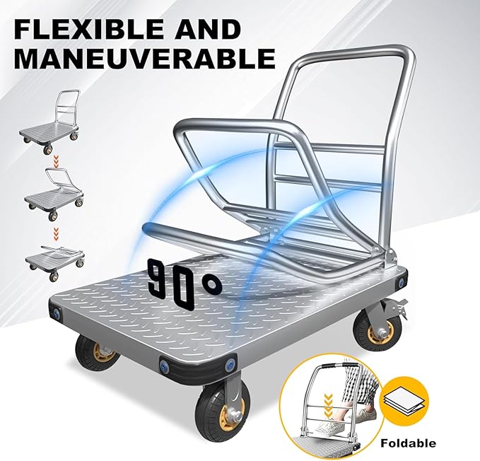 Folding Platform cart Dolly cart Push Cart Dolly Moving Platform (Big 36X24INCH 2000LBS)