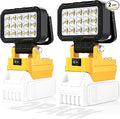 2Pack 6000 Lumen LED Work Light Compatible with Dewalt 20V Max Battery, Cordless Jobsite Flood Light with Dual USB-A Charging Ports, Bright Portable Outdoor Flashlight (Battery Not Included)