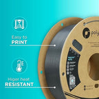 Polymaker PolyLite Dark Grey 3D Printer PETG Filament 1.75mm 1kg, Legacy PETG Formula, Reliable Everyday Filament, Strong Layer Bonding, Compatible with Most 3D Printers