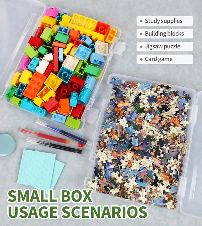4-Pack Arts & Crafts Storage Boxes with Handles – Stackable, Portable Locking Containers for Board Games, Puzzles, Hobbies, Art Supplies, Documents & More, Fits 8.5" x 11" & A4 Papers