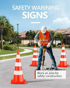 BATTIFE Traffic Safety Cones 36 Inch with Handheld, Orange Cones with Reflective Collar, Cones for Parking Lot, Sport & Driving Training, Road Safety, Construction Events (6 Cones)
