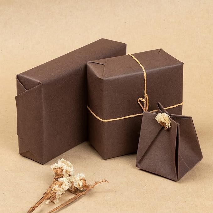 RUSPEPA Chocolate Brown Kraft Paper Roll - 18 inches x 100 feet - Recyclable Paper Perfect for for Crafts, Art, Wrapping, Packing, Postal, Shipping, Dunnage & Parcel