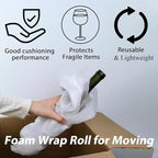 Foam Wrap Roll 10 Inch Wide x 50 FT Length Packing Foam Roll for Moving Supplies and Protection for Fragile, Cushioning Foam Packing Sheets for Wrapping Dish Packing Material