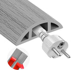 MYFAMIREA 5FT Floor Cord Cover for Wire Self Adhesive Cable Cavity Management PVC Extension Cord Hider Power Floor Wire Protector Cover Prevent Cable Trip for Office Home Outdoor (Gray Wood, 1.97'')