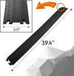 Pyle Durable Cable Protection Ramp Cover - Supports 11000lbs Single Channel Heavy Duty Hose and Cord Track Floor Protection, 39.4” x 5.11” x 0.78” Cable Concealer for Indoor Outdoor Use -PCBLCO101BK