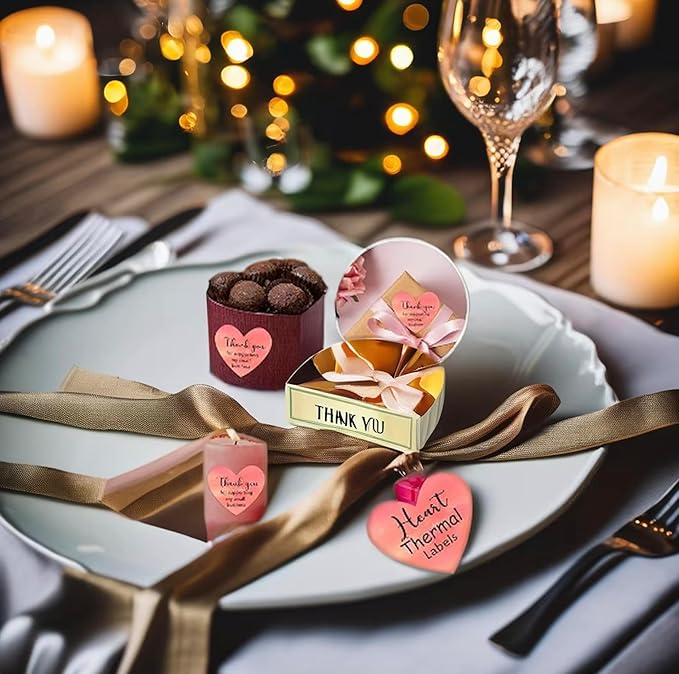 100-200pcs Custom Stickers Labels HeartPersonalized Stickers Wedding Favor Sticker for Gift Boxes Valentine's Day in 1.2“，2”，3“