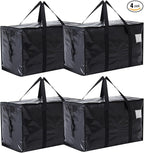 Moving Bags Heavy Duty Extra Large, Moving Boxes, Moving Supplies Essentials, Blue Storage Bins with Lids, Plastic Packing Totes, Storage Bags for Clothes with Handles & Zippers Black, 4 Pack