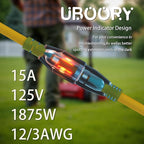 Outdoor Extension Cord Waterproof 100 FT, Yellow 12/3 SJTW Heavy Duty, Flexible 100% Copper 3 Prong Extension Cord for Lawn, Garage,UL Listed