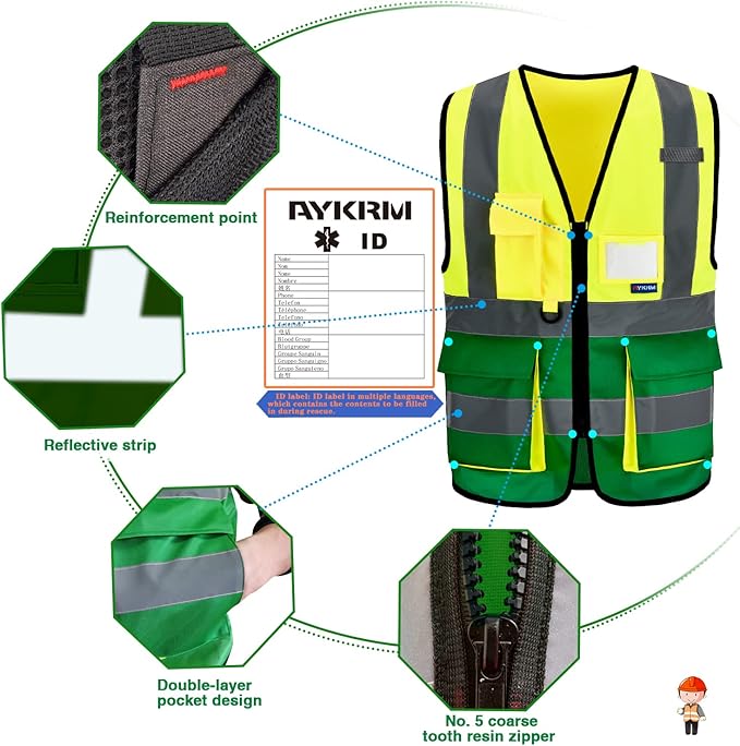 A-SAFETY yellow green work vest